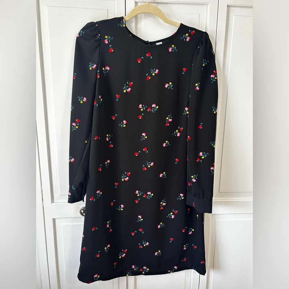 Old Navy Black crepe shift floral Dress